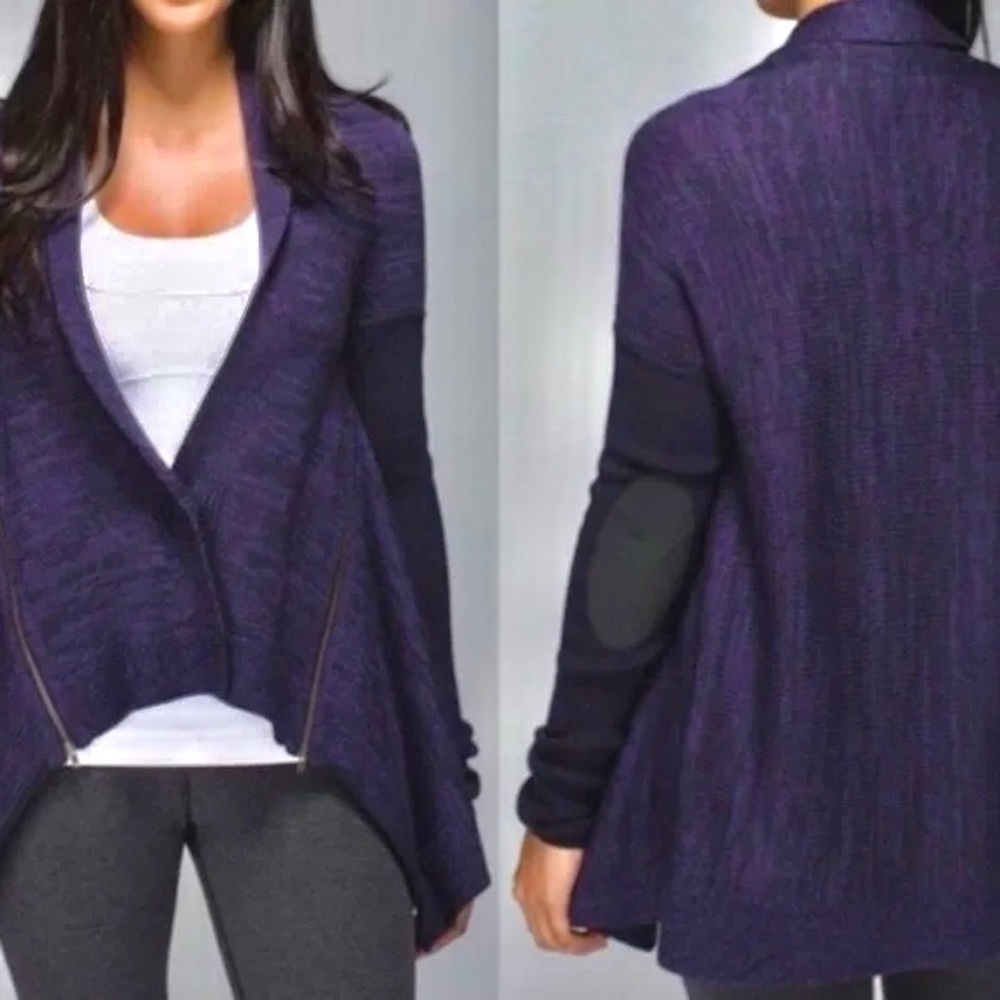 Lululemon 100% Merino Wool Sweater Jacket in Purple Heather Size 4